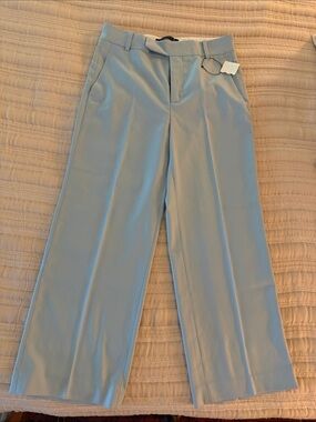 Zara Light Blue Wide-Leg Cropped Trousers